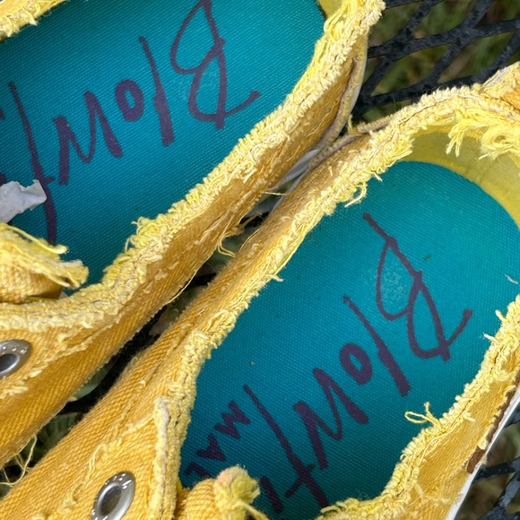 Yellow Canvas Frayed Slip-On Sneakers - Picture 2 of 6